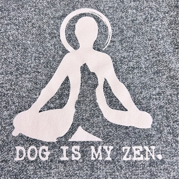 Dog is Good Dog Is My Zen Yoga Tunic Hooded Lightweight Sweatshirt Marled Gray L - Picture 2 of 14